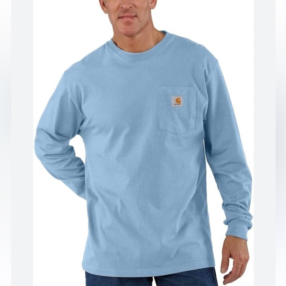Carhartt mens Loose Fit Heavyweight Long-sleeve Pocket-shirt light blue size S